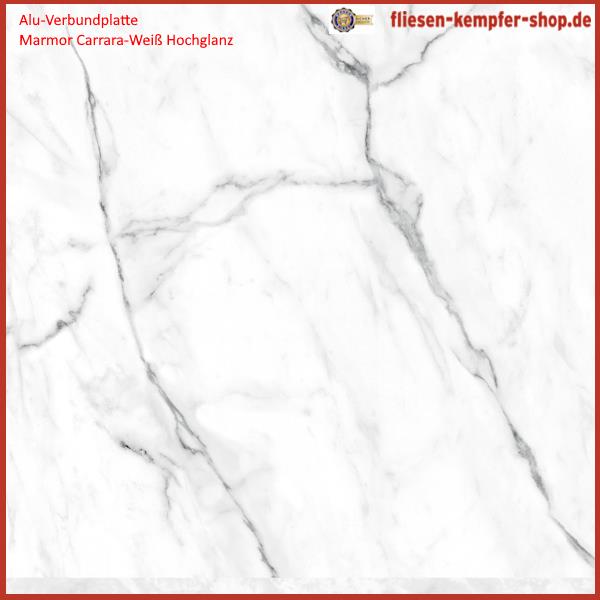 Alu-Verbund-Designplatte Marmor Carrara-Weiss Hochglanz 783, 2100x1000x3 mm