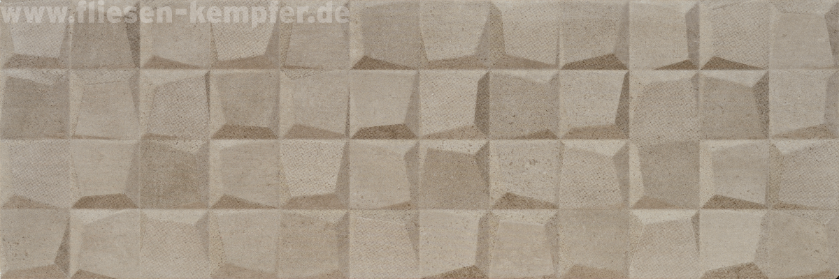 Dekor-Wandfliese Match taupe Quadro 3D, 30 x 90 cm