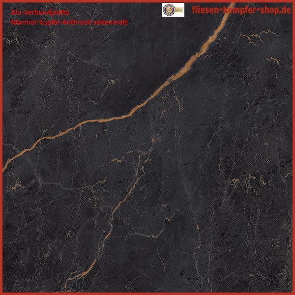 Alu-Verbund-Designplatte Marmor Kupfer-Anthrazit SMT 841, 2100 x 100 x 3 mm
